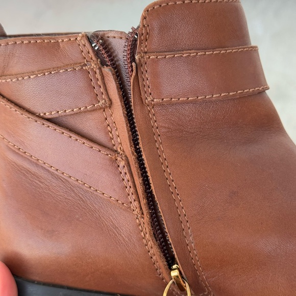 Ralph Lauren Brown Leather Ankle Boots with Gold Accent - Picture 9 of 10
